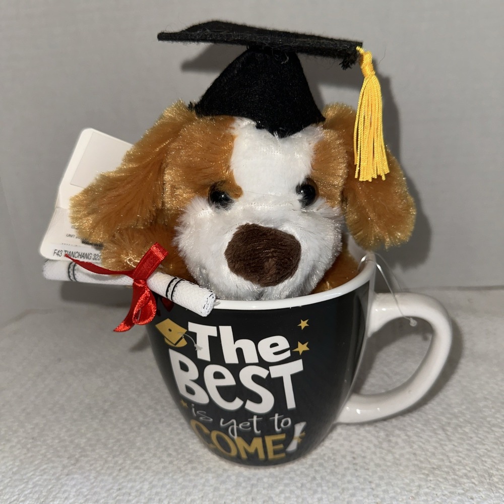Graduation Plush Puppy Dog in The Best‎ Is Yet To Come Coffee Mug Gift Set